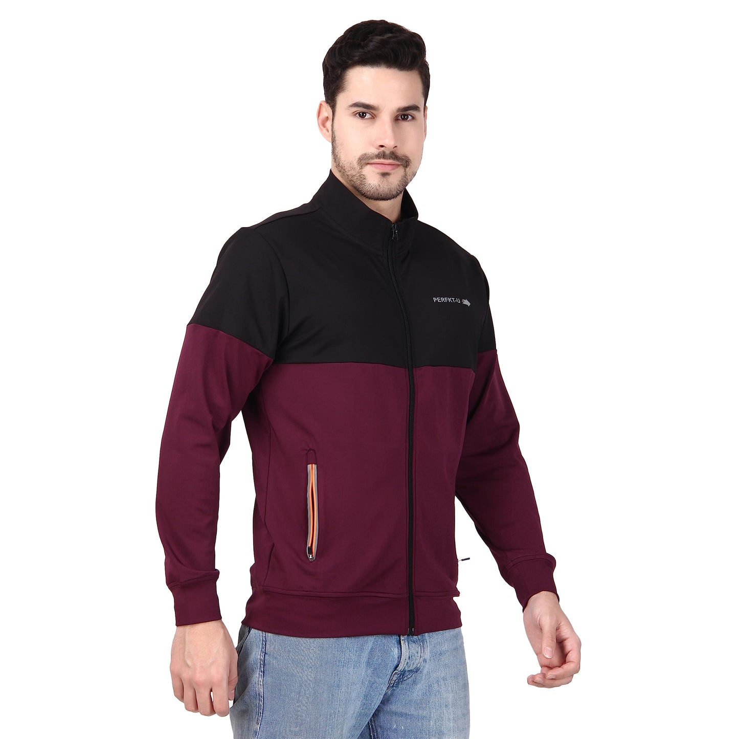 PERFKT-U Men Polyester Full Sleeve Solid Standard Length Sports Jacket