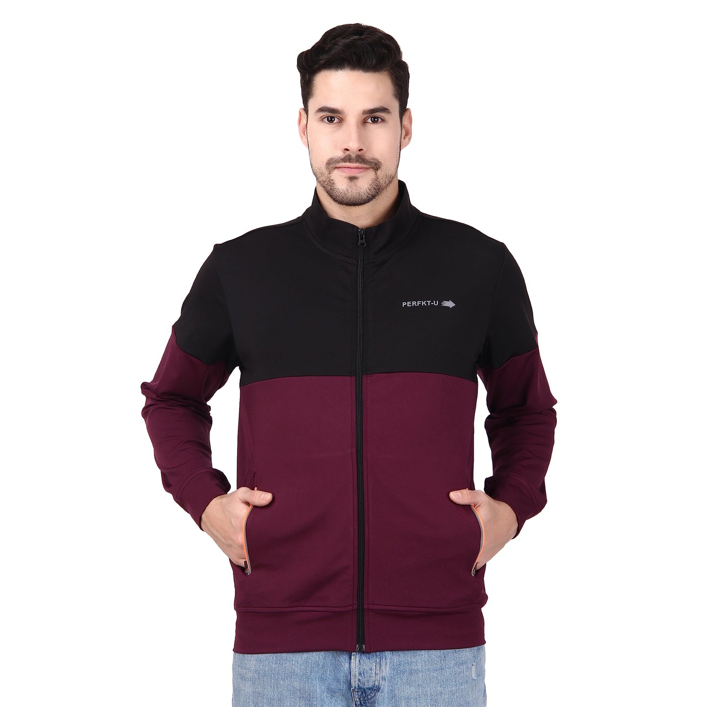 PERFKT-U Men Polyester Full Sleeve Solid Standard Length Sports Jacket