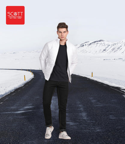 Scott International Winter Jacket for Men Bomber Jacket Mens Nylon Quilted standard length Puffer Jacket Full Sleeve Mens Jacket Monsoon Jackets for Men